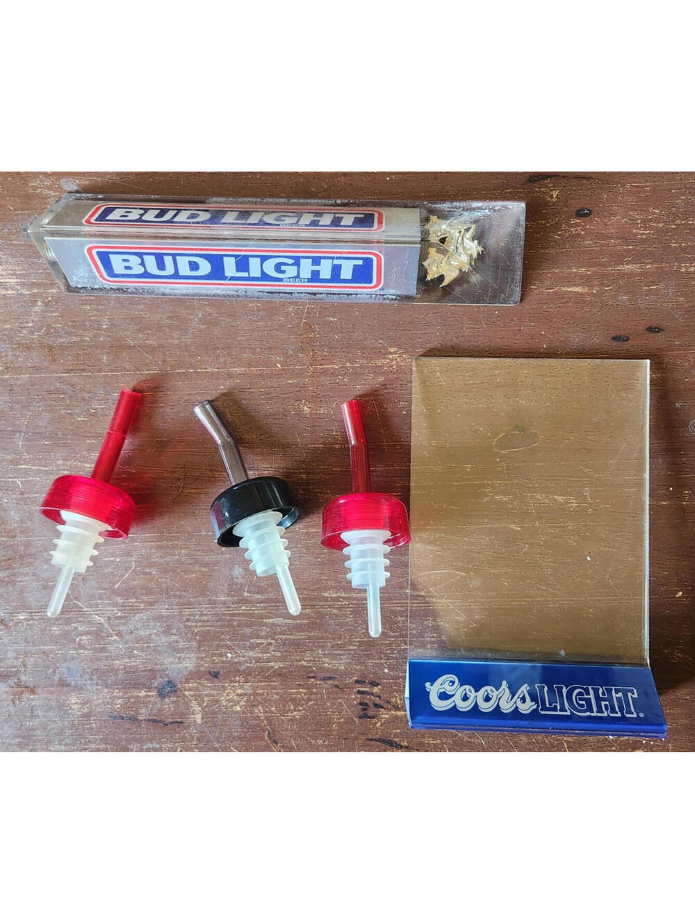 Anheuser Busch Coors Bud Light Beer Bar Lot of 5 Items - Tap Handle & Table Sign